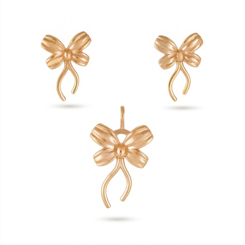 نیم ست طلا زنانه طرح پاپیون n0022