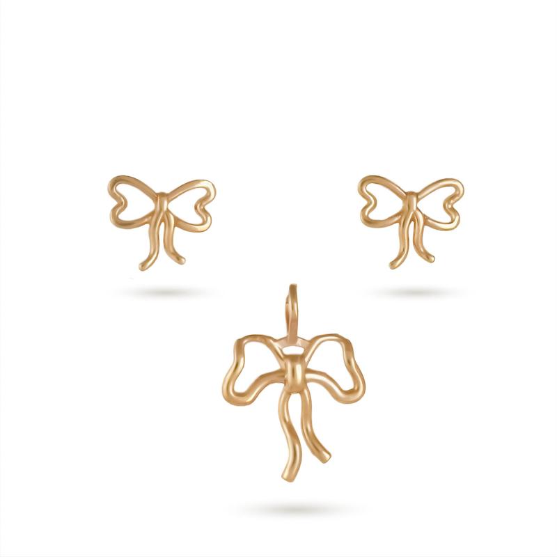 نیم ست طلا زنانه طرح پاپیون n0026