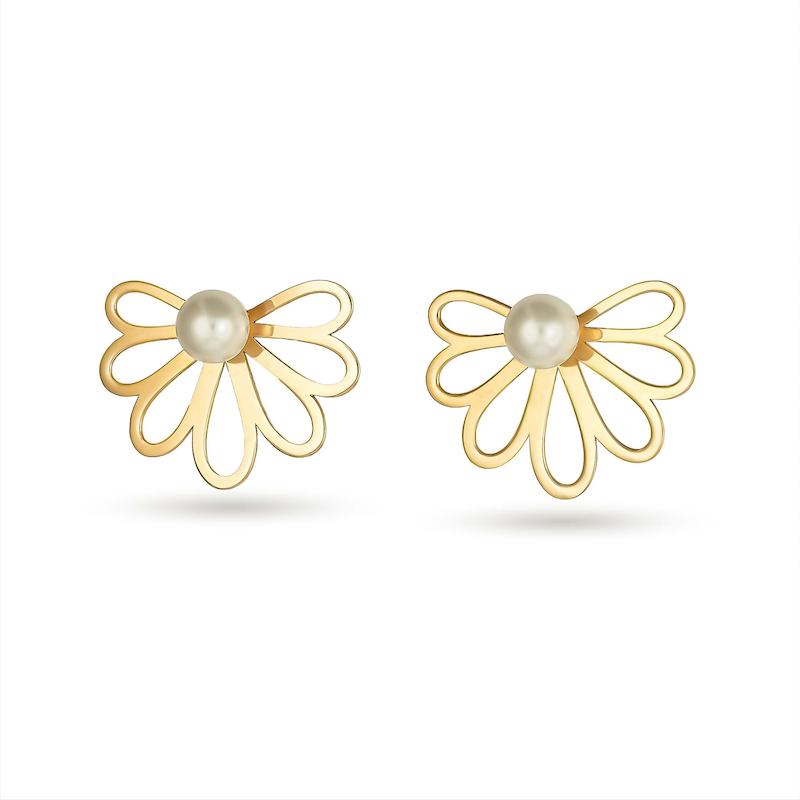 گوشواره طلا طرح گل مروارید G0043