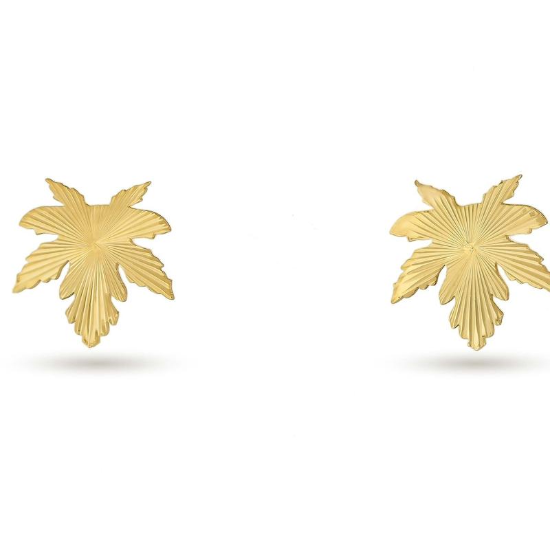 گوشواره میخی طلا 18عیار طرح برگ G0057