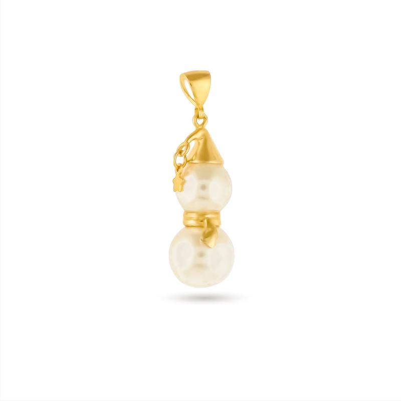آویز گردنبند طلا زنانه مدل آدم برفی مرواریدی M0231