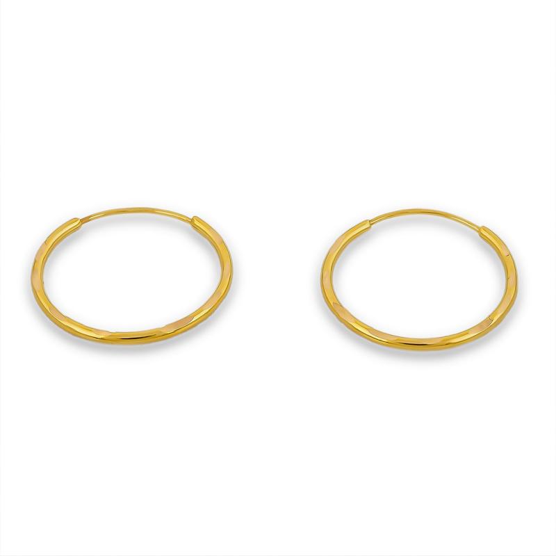 گوشواره طلا 18 عیار حلقه ای تراش دار G0143