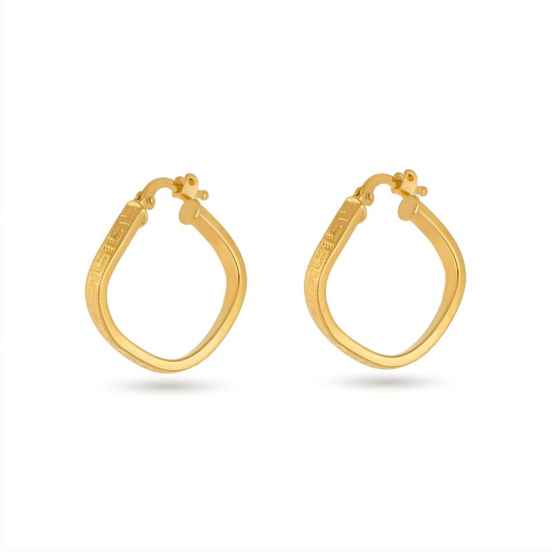 گوشواره طلا 18 عیار حلقه ای تراش دار ورساچه G0113