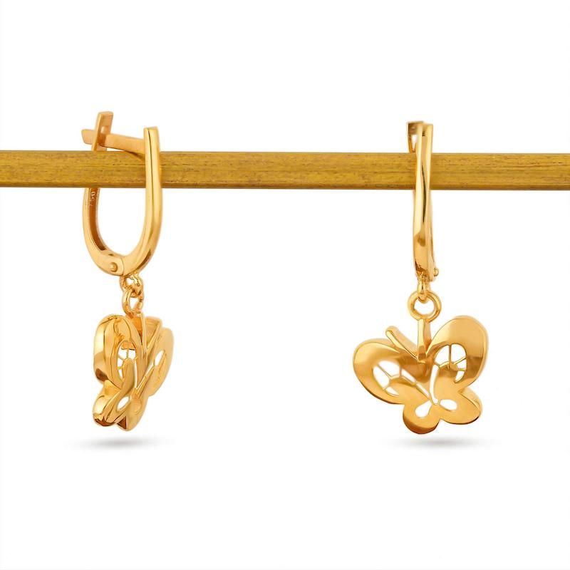 گوشواره آویز طلا 18 عیار زنانه مدل پروانه G0159