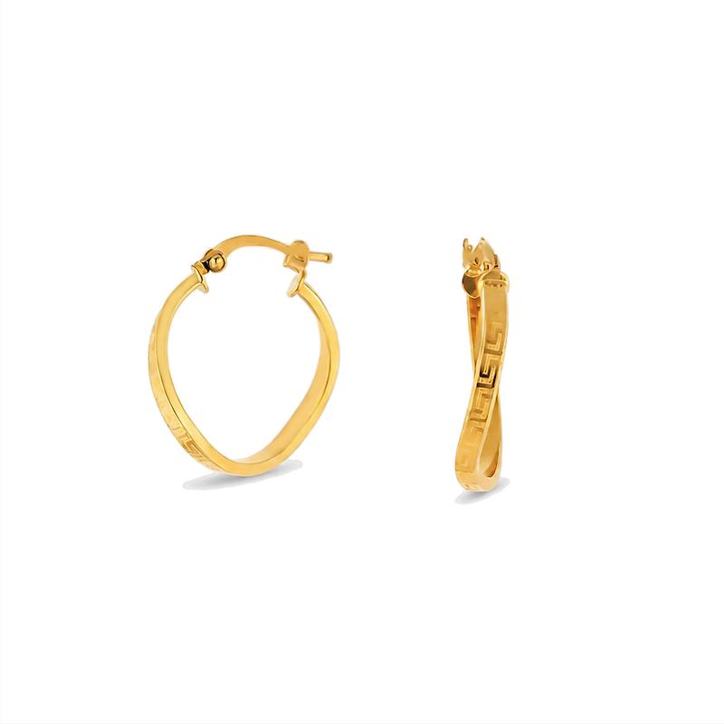 گوشواره طلا 18 عیار حلقه ای تراش دار ورساچه G0118