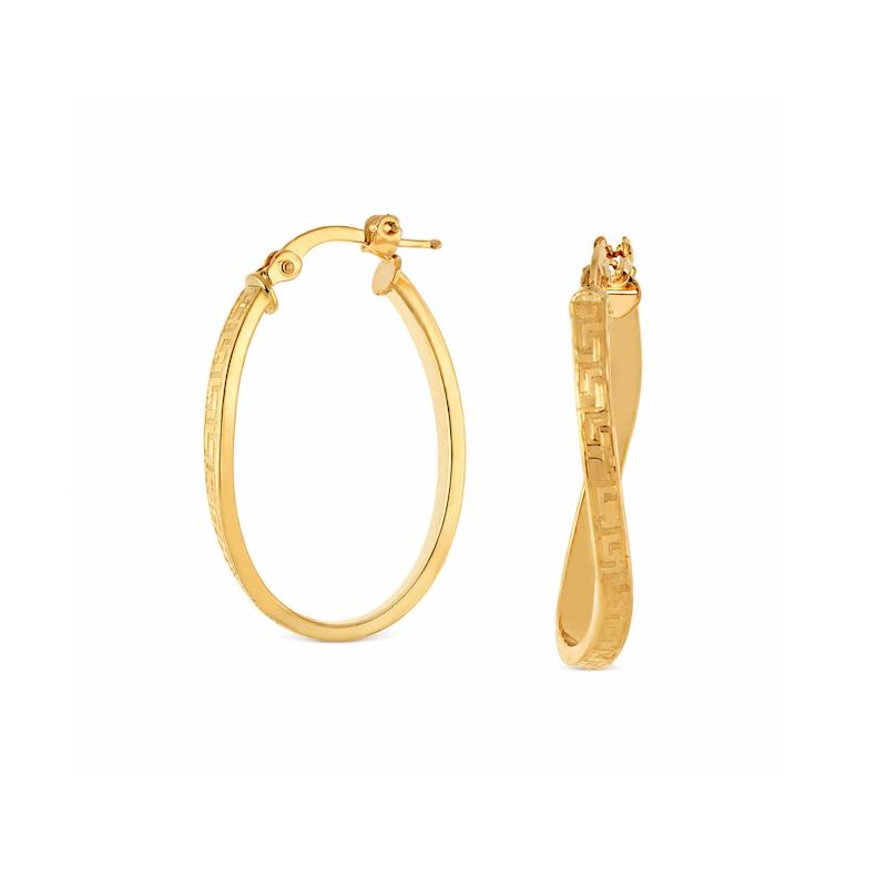 گوشواره طلا 18 عیار حلقه ای تراش دار ورساچه G0112