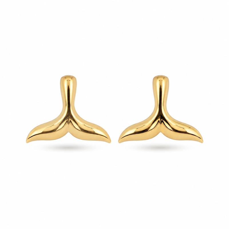 گوشواره طلا 18 عیار میخی مدل دم وال G0160w