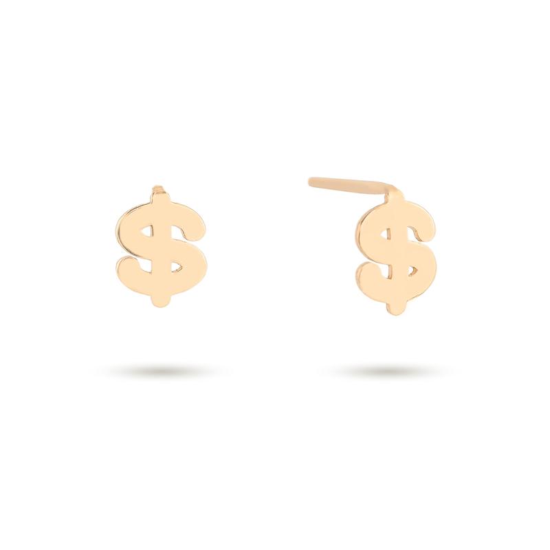 گوشواره طلا زنانه میخی طرح دلار g0087