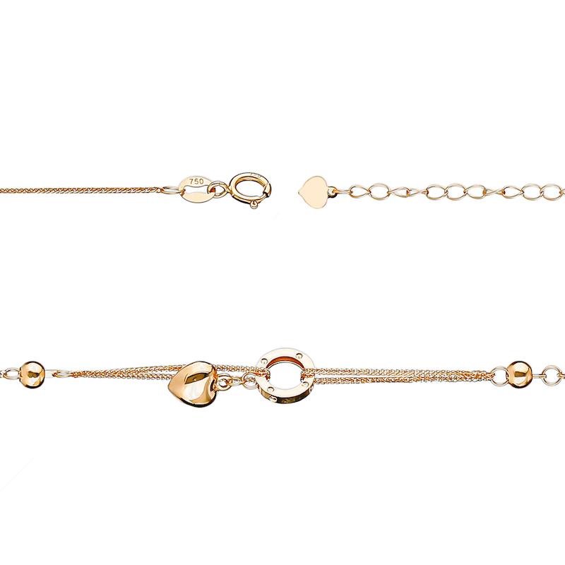 دستبند زنانه طلا مینیمال طرح قلب و گوی d0059