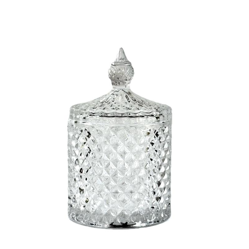 قندون بلور شفاف طرح تراش‌خورده