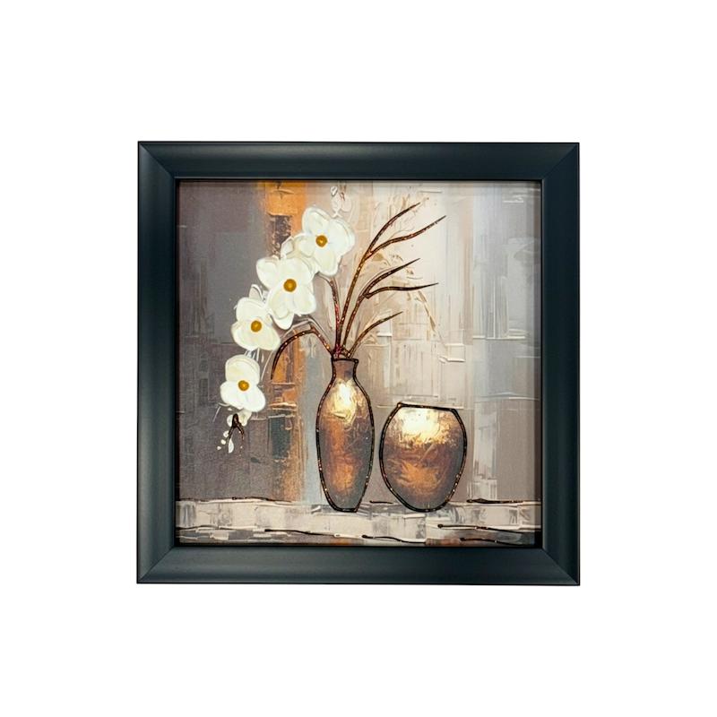 تابلوی گلدان و ارکیده مدرن برجسته