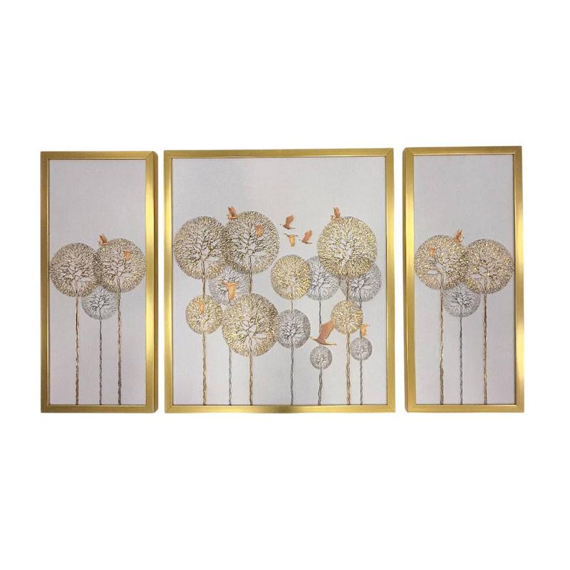 تابلو دکوراتیو برجسته سه تیکه قاصدک