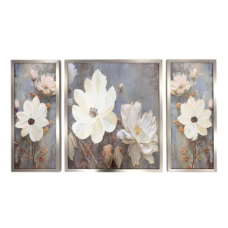 تابلو دکوراتیو برجسته سه تیکه طرح گل