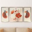 تابلو دکوراتیو برجسته سه تیکه گل شقایق