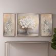 تابلو دکوراتیو برجسته سه تیکه شکوفه ژاپنی فریم سیلور