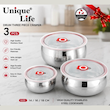 ست نگهدارنده مواد غذایی استیل 3 سایز Unique Life