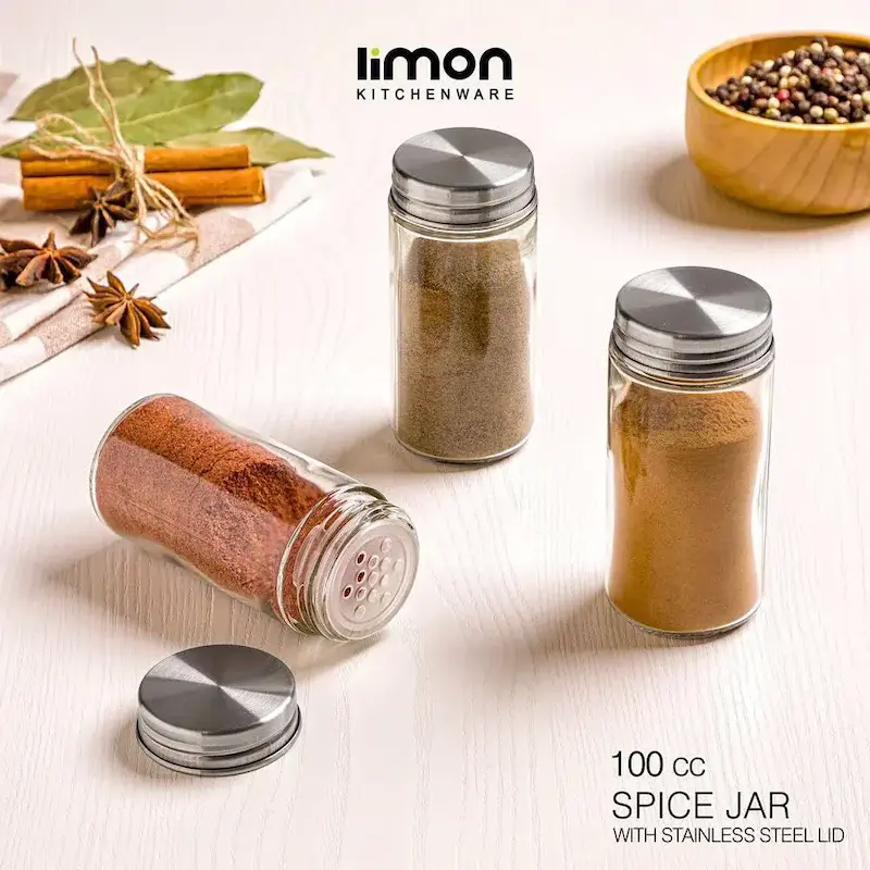 جا ادویه شیشه ای 100 سی سی در استیل لیمون کد 2385