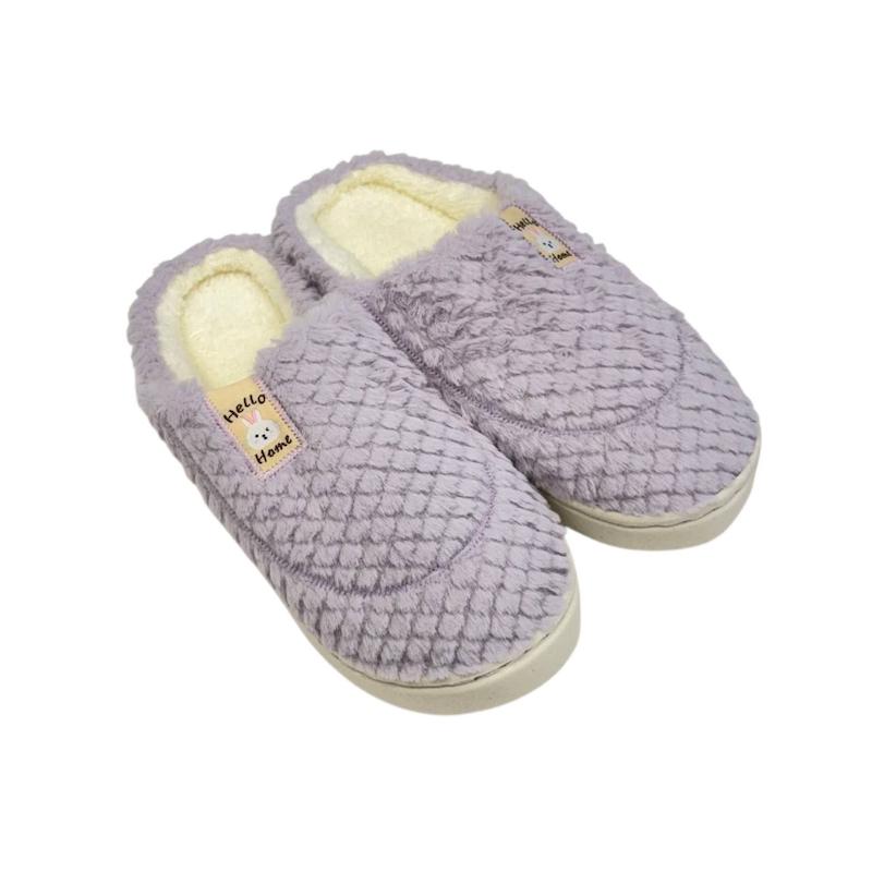 دمپایی روفرشی خزدار یاسی