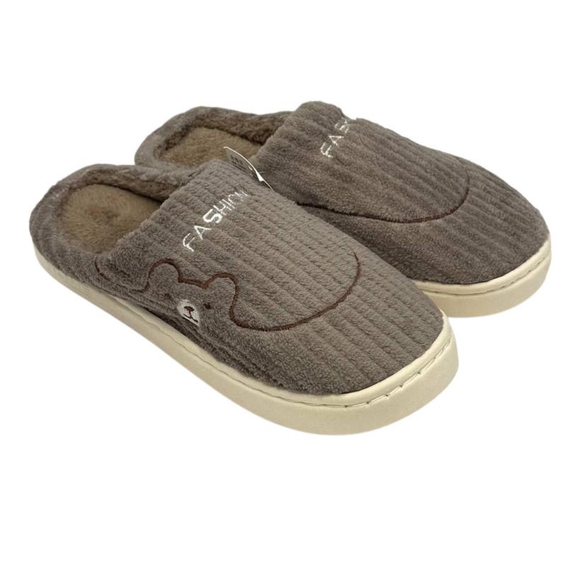 دمپایی روفرشی خزدار عروسکی طرح خرس قهوه ای