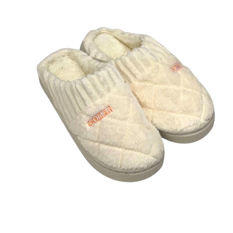 دمپایی روفرشی خزدار مدل مخملی سفید