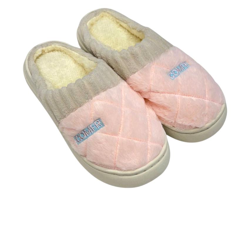 دمپایی روفرشی خزدار مدل مخملی صورتی