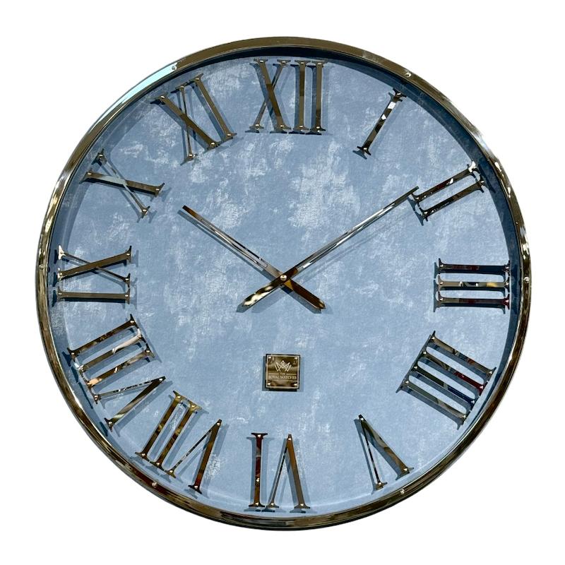 ساعت دیواری رویال واچ ترکیب چوب، استیل و چرم لوکس