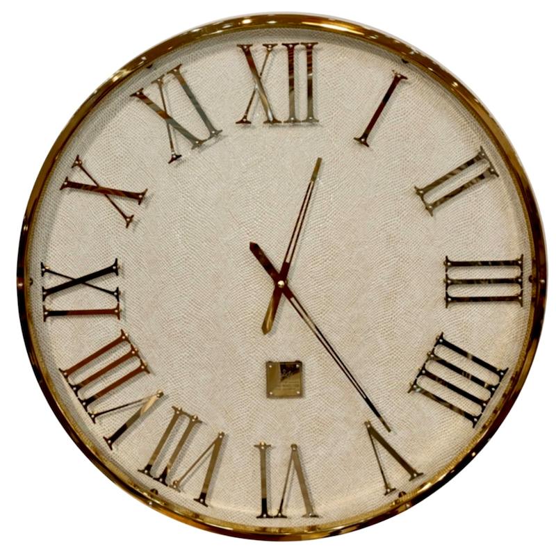 ساعت دیواری رویال واچ ترکیب چوب و استیل و چرم لوکس 