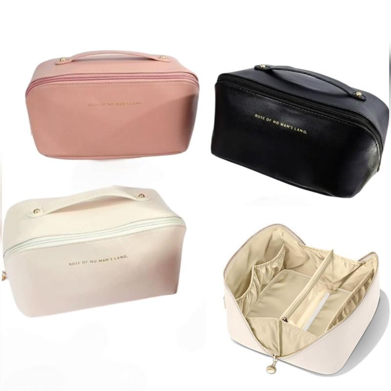 کیف لوازم آرایشی ایستاده چرمی (شیری | صورتی | مشکی)