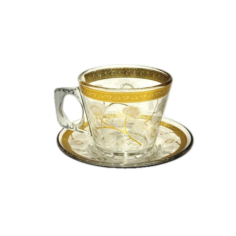 فنجان چای خوری 6 نفره طلاکوب مجلسی کد 180