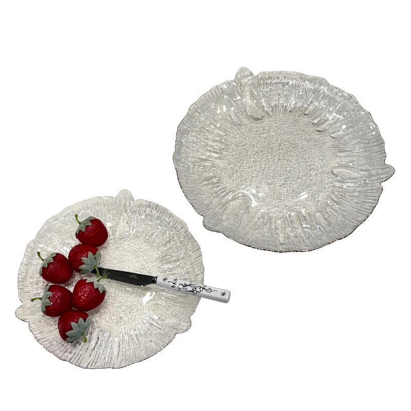 بشقاب غذا خوری و میوه خوری شیشه ای لبه طلایی وارداتی