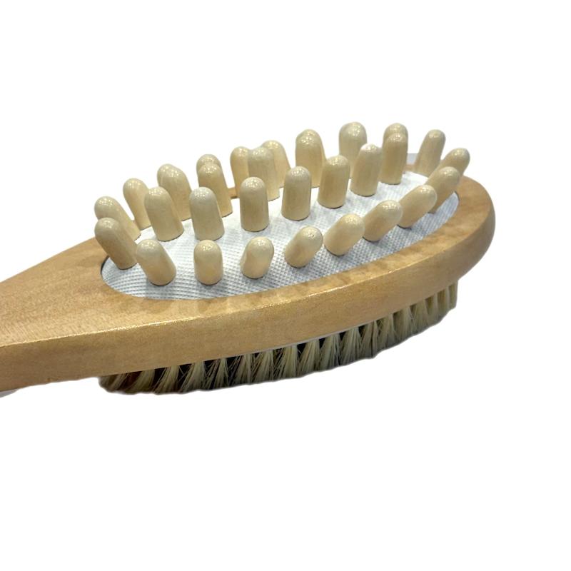 لیف استحمام فرچه ای دو طرفه با دسته چوبی