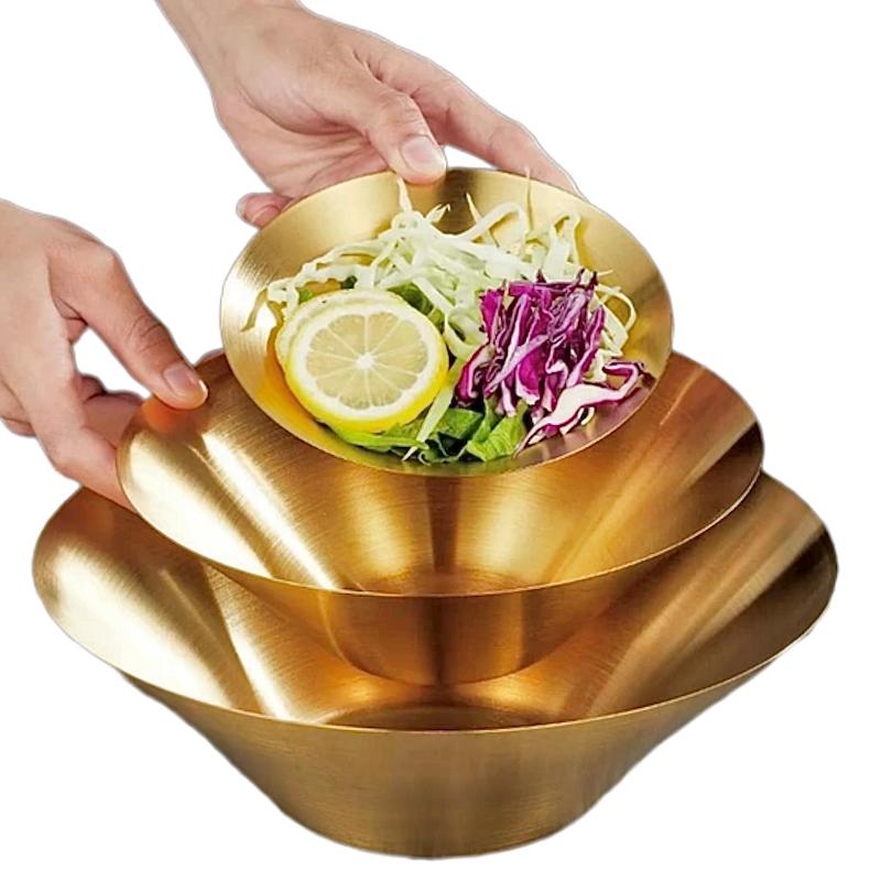 کاسه استیل طلایی سه سایز مدل مخروطی