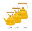کتری تک لعابی زرد  با دسته چوبی در سه ظرفیت 1.1 | 1.7 | 2.5 لیتر