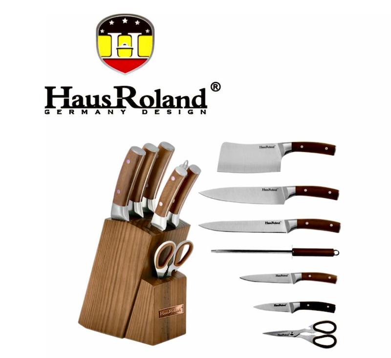 سرویس چاقو آشپزخانه 8 پارچه با استند چوبی برند Haus Roland