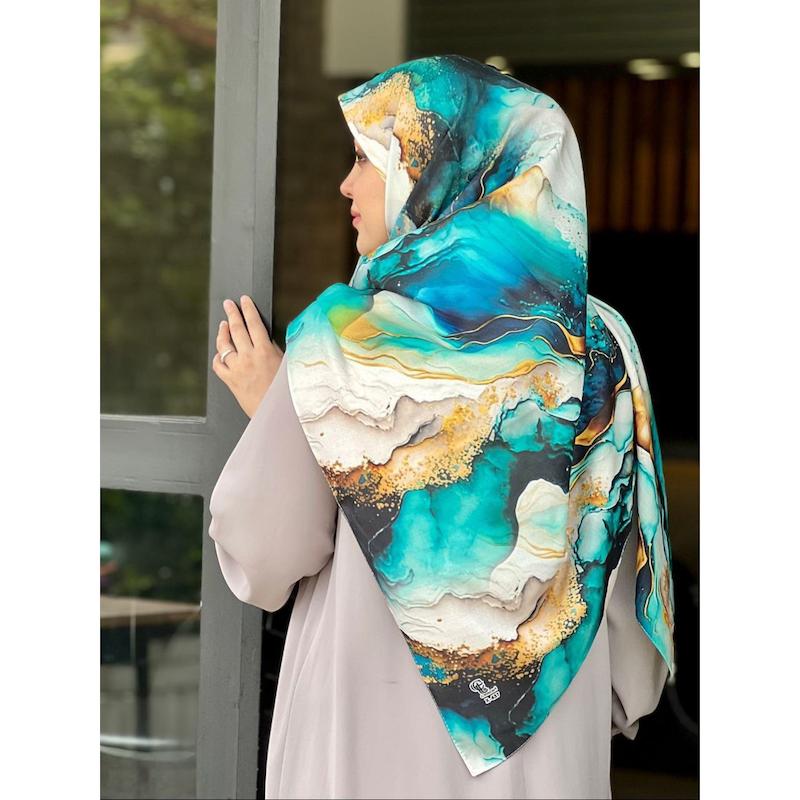 روسری سبز آبی طرح لارا®️