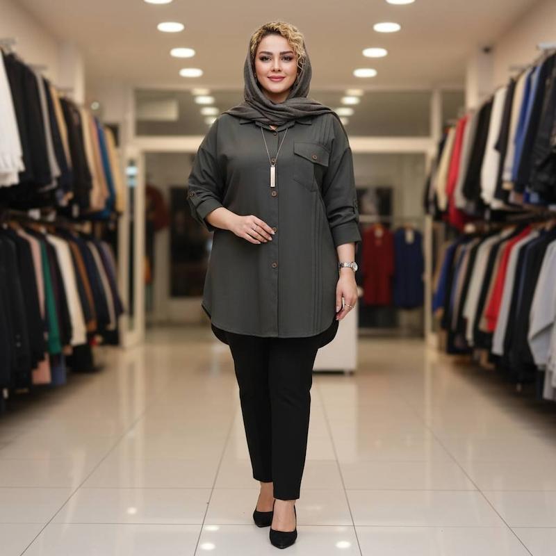 شومیز مانتویی پیلی دار🌸🌸🌸