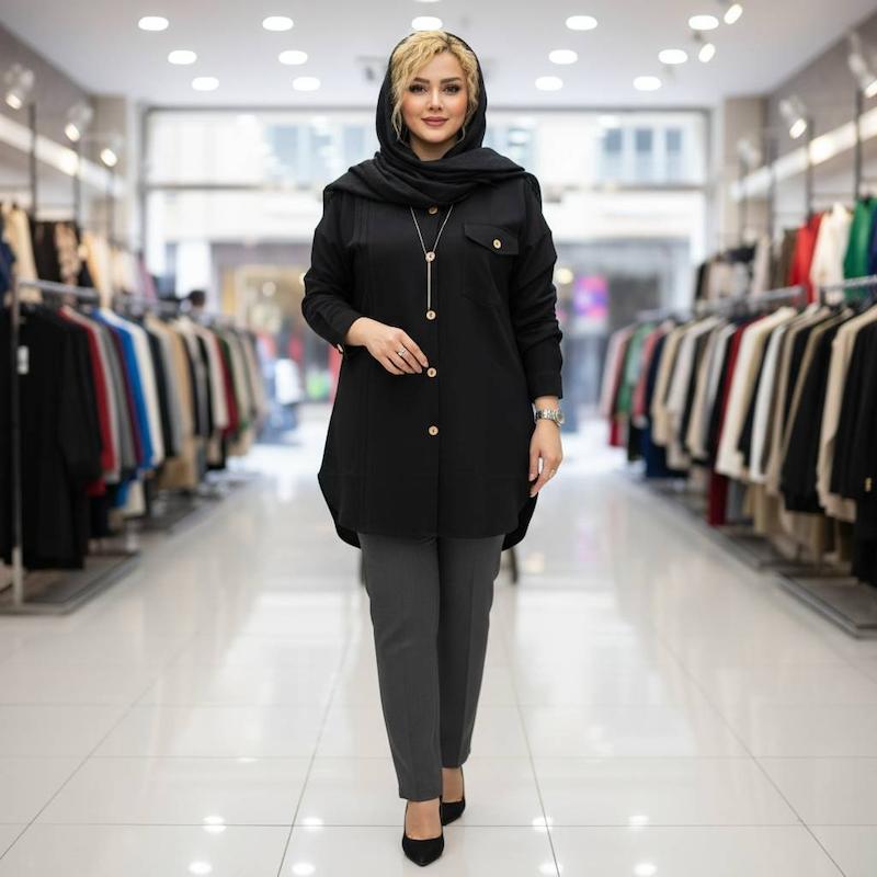 شومیز مانتویی پیلی دار🌸🌸🌸