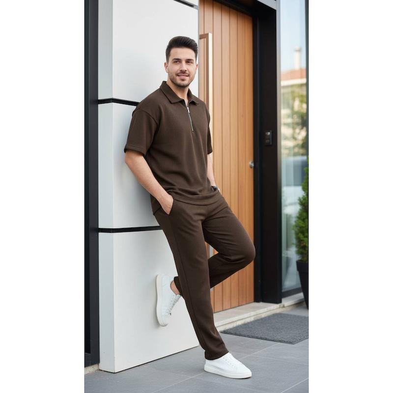 ست تیشرت و نیم زیپ اهورا🧡🧡