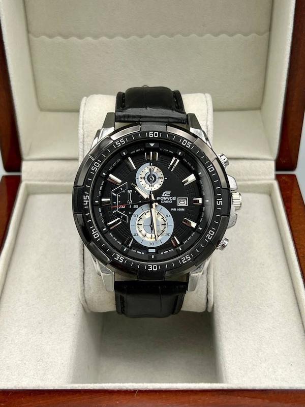 ساعت مردانه بند چرم مشکیCASIO🕰️