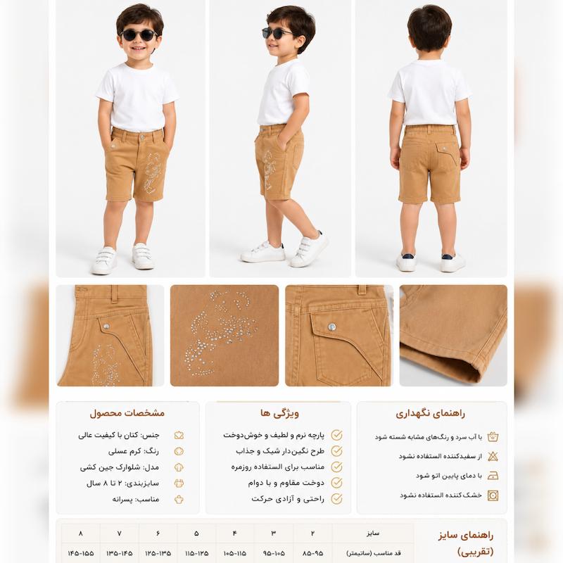 شلوارک پسرانه اسپرت آریا