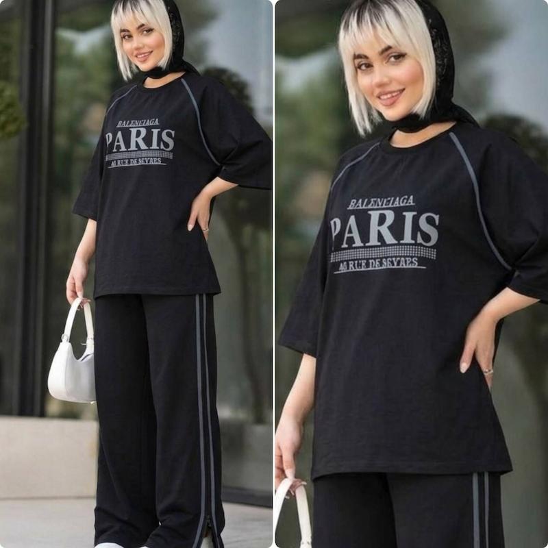 ست تیشرت و شلوار پاریس paris 🫀