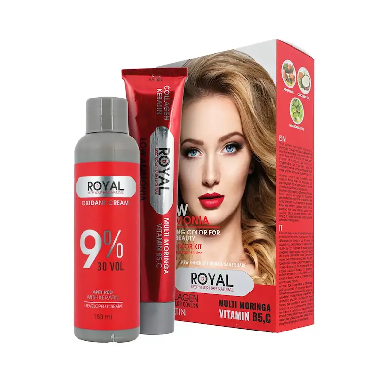 کیت رنگ مو بلوند طلایی متوسط رویال کد 7.5