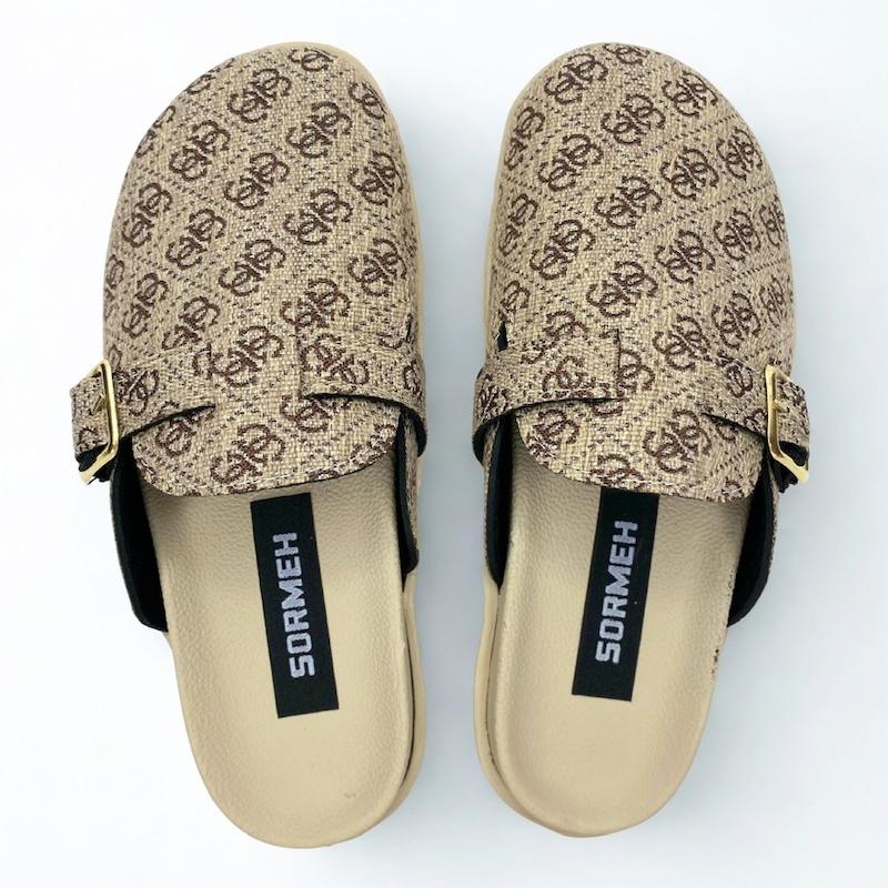 اسلیپر دنیز طرح Guess - کرم قهوه ای