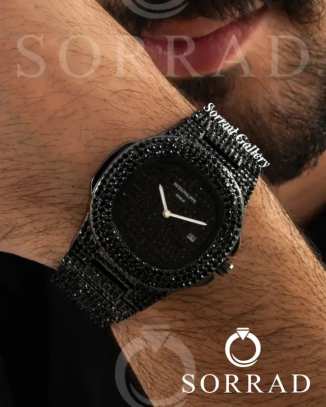 ساعت پتک فیلیپ مردانه / ساده فول نگین بند استیل صفحه مشکی