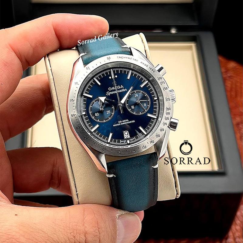 ساعت امگا اسپید مستر مردانه/ کورنوگراف بندچرمی رنگ سرمه ای صفحه سرمه ای
