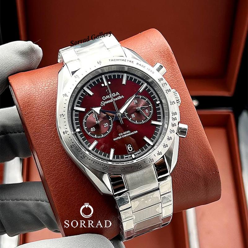 ساعت امگا اسپید مستر مردانه/ کورنوگراف بنداستیل رنگ سیلور صفحه قرمز