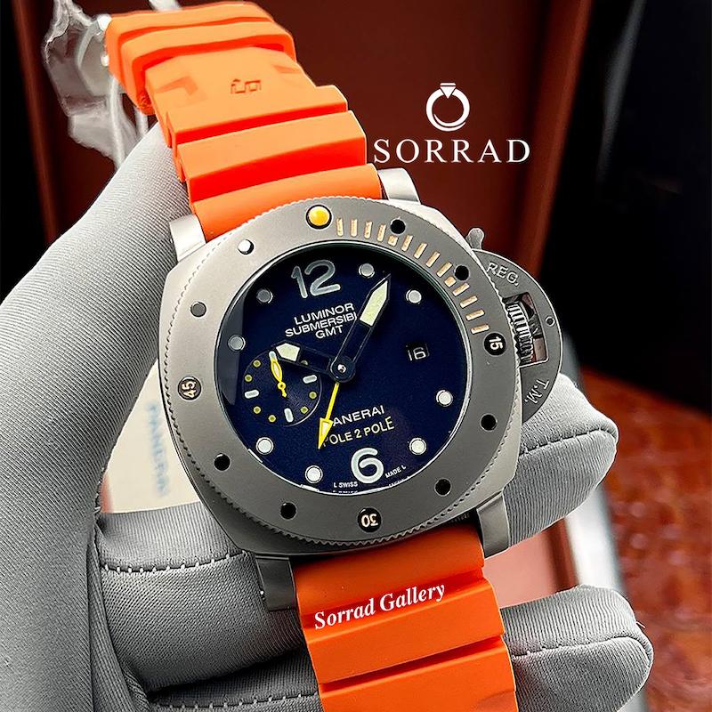 ساعت پنرای مردانه / اتومات بند رابر رنگ نارنجی صفحه سرمه ای- طوسی