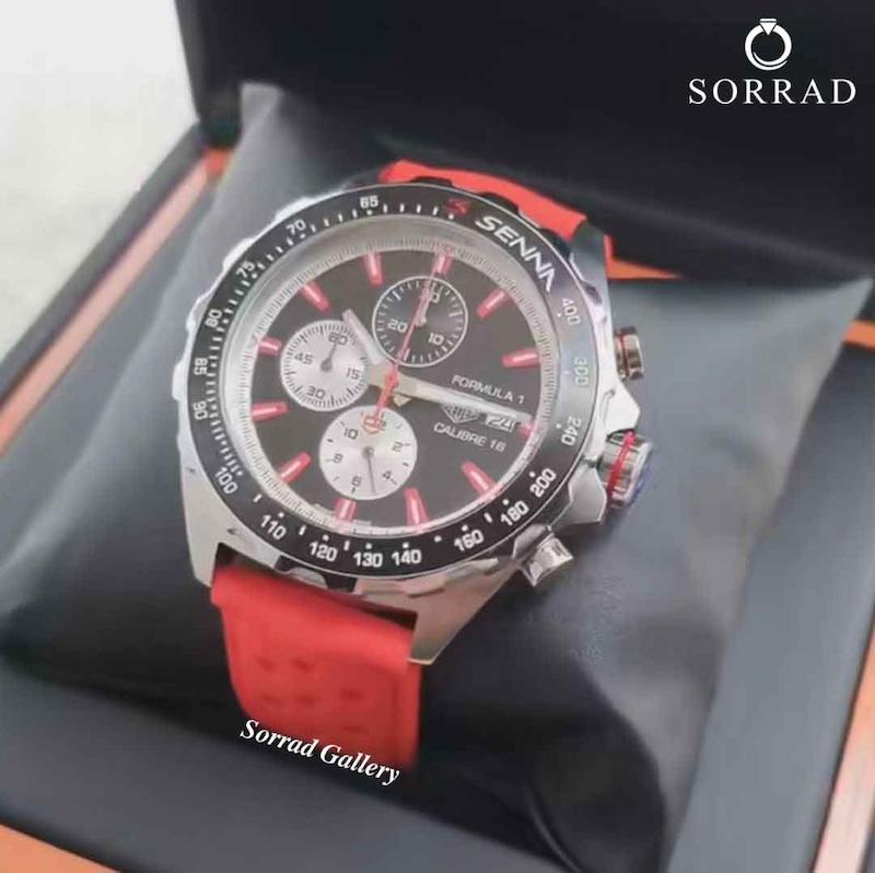 ساعت تگ هویر مردانه/ کورنوگراف بند رابر رنگ قرمز صفحه مشکی