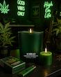 شمع معطر Emerald Marijuana سراد در فضای سبز و کانسپتی با رایحه گیاهی