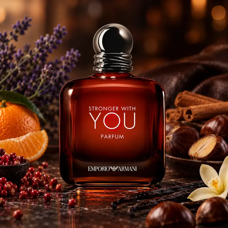 فضای گرم و مردانه عطر استرانگر ویت یو پارفوم با شاه بلوط و وانیل